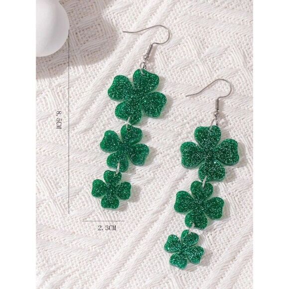 COPY - St. Patricks Day Shamrock Beer Cup Drop Earrings - Picture 3 of 4